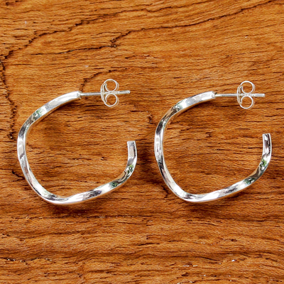UNICEF Market  Sterling Silver Twist Half-Hoop Earrings from Thailand -  Continuum