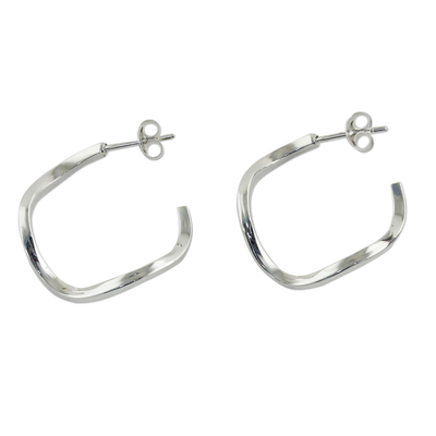 UNICEF Market  Sterling Silver Twist Half-Hoop Earrings from Thailand -  Continuum