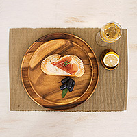 Wood plates, 'Planetary Meal' (pair)