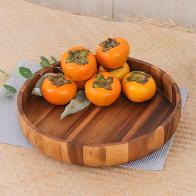 Wood serving bowl, 'Harmonious Nature' - Artisan Crafted Natural Wood Serving Bowl from Thailand