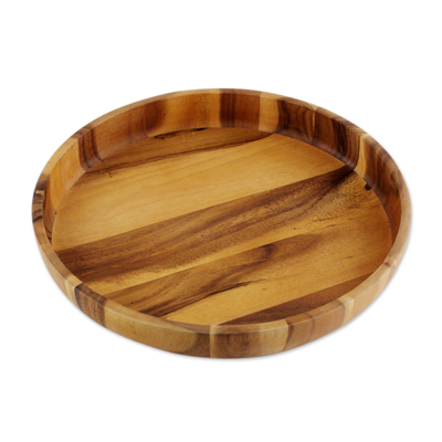 Wood serving bowl, 'Harmonious Nature' - Artisan Crafted Natural Wood Serving Bowl from Thailand