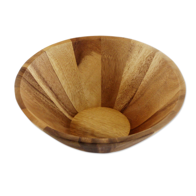 Wood serving bowl, 'Conical Nature' (1 quart) - 1 Quart Serving Bowl in Natural Wood Handmade in Thailand