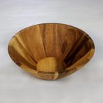 Wood serving bowl, 'Conical Nature' (1 quart) - 1 Quart Serving Bowl in Natural Wood Handmade in Thailand