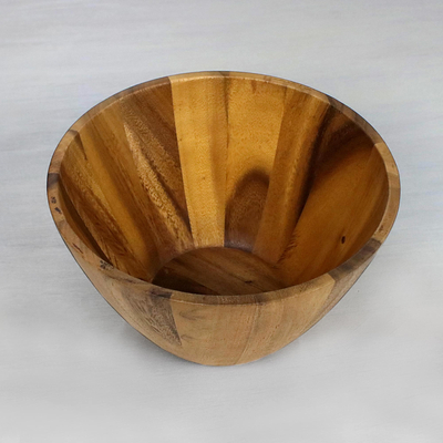 Wood serving bowl, 'Conical Nature' (3 quart) - 3 Quart Conical Wood Serving Bowl Hand Crafted in Thailand