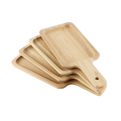 Wood serving boards, 'Nature's Treats' (set of 4) - 4 Artisan Crafted Wood Serving Boards Handcarved in Thailand