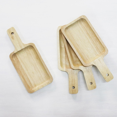 Wood serving boards, 'Nature's Treats' (set of 4) - 4 Artisan Crafted Wood Serving Boards Handcarved in Thailand