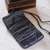Silk blend jewelry roll, 'Happy Travels in Black' - Handwoven Silk and Rayon Jewelry Roll from Thailand (image 2b) thumbail