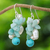 Quartz and cultured pearl earrings, 'Phuket Beach' - Beaded Cultured Pearl and Blue Quartz Earrings (image 2) thumbail