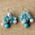 Quartz and cultured pearl earrings, 'Phuket Beach' - Beaded Cultured Pearl and Blue Quartz Earrings (image 2c) thumbail