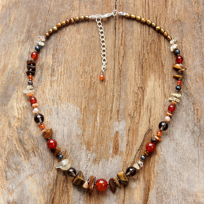 Multi-gemstone beaded necklace, 'Radiant Charm' - Multicoloured Multi-Gemstone Beaded Necklace from Thailand