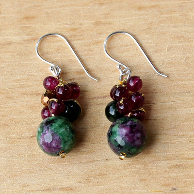 Quartz beaded earrings, 'Luscious Fruit' - Quartz Beaded Earrings with Sterling Silver Hooks
