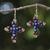 Lapis lazuli and garnet dangle earrings, 'Cross of Hope' - Garnet and Lapis Lazuli Cross Earrings from Thailand (image 2) thumbail