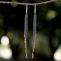 Tourmaline waterfall earrings, 'On the Fringe' - Yellow Tourmaline Waterfall Earrings with Silver Chains