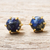 Gold plated lapis lazuli stud earrings, 'Thai Buds in Blue' - Gold Plated Lapis Lazuli Stud Earrings from Thailand (image 2) thumbail