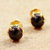 Gold plated garnet stud earrings, 'Thai Buds' - Gold Plated Garnet Stud Earrings from Thailand (image 2b) thumbail