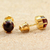 Gold plated garnet stud earrings, 'Thai Buds' - Gold Plated Garnet Stud Earrings from Thailand (image 2c) thumbail