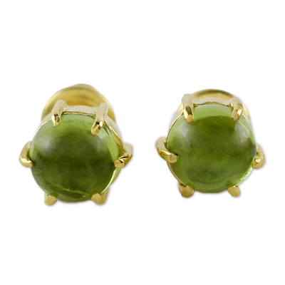 Gold Plated Peridot Stud Earrings from Thailand