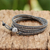 Silver wrap bracelet, 'Karen Rain' - Karen Silver and Leather Wrap Bracelet from Thailand (image 2b) thumbail