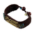 Brass pendant wristband bracelet, 'Siam Fortress' - Brown Brass and Reconstituted Turquoise Wristband Bracelet thumbail