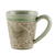 Celadon ceramic mug, 'Thai Zodiac Chicken' - Celadon Glazed Ceramic Mug with Chicken from Thailand