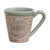 Celadon ceramic mug, 'Thai Zodiac Cow' - Celadon Glazed Ceramic Mug with Cow from Thailand