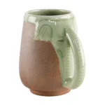 Celadon ceramic mug, 'Morning Elephant' - Ceramic Celadon Thai Elephant Mug in Green and Brown