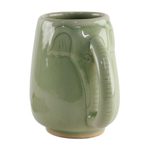Celadon ceramic mug, 'Morning Elephant in Green' - Ceramic Celadon Elephant Mug in Green from Thailand
