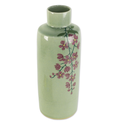 Celadon-Keramikvase - Handgefertigte Blumenvase aus Celadon-Keramik aus Thailand