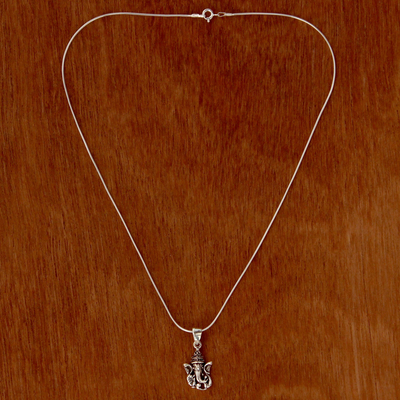 Halskette mit Anhänger aus Sterlingsilber - Halskette mit Ganesha-Anhänger aus Sterlingsilber aus Thailand
