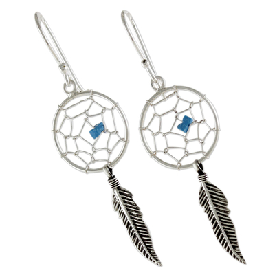 Sterling silver dangle earrings, 'Catching a Dream' - Sterling Silver Dream Catcher Dangle Earrings from Thailand