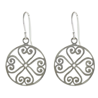 Sterling Silver Spiral Heart Dangle Earrings from Thailand