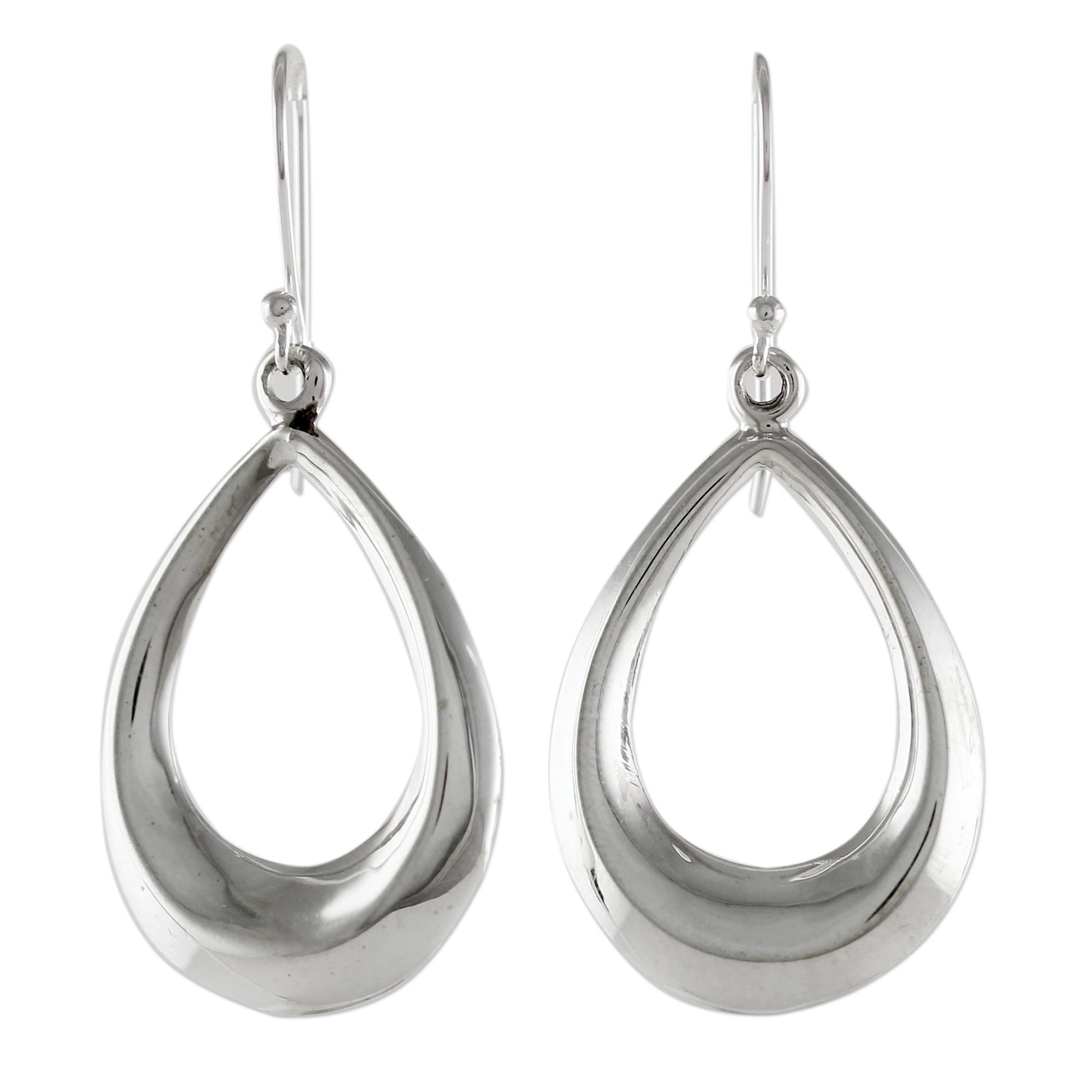 Sterling Silver Teardrop Dangle Earrings from Thailand - Dewy Sheen ...
