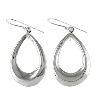 Sterling silver dangle earrings, 'Dewy Sheen' - Sterling Silver Teardrop Dangle Earrings from Thailand
