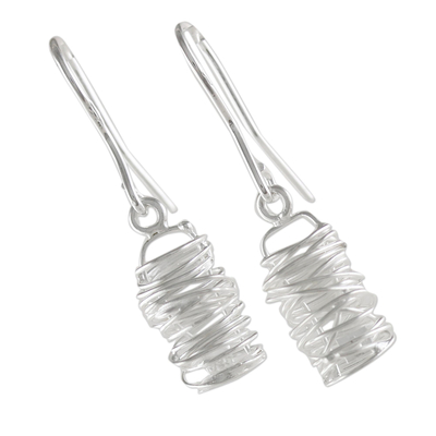 Sterling silver dangle earrings, 'Hidden Secrets' - Sterling Silver Wire Work Dangle Earrings from Thailand