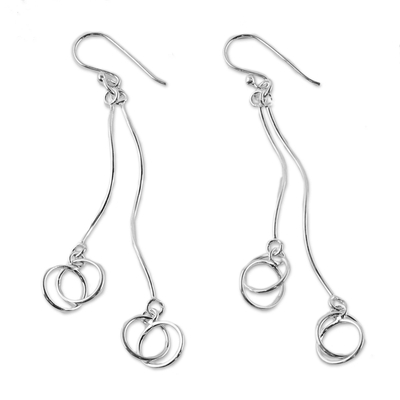 Sterling silver dangle earrings, 'Fun in the Summer' - Sterling Silver Artistic Dangle Earrings from Thailand