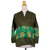 Blusa de algodón batik, 'Rama de Olivo' - Blusa verde de manga larga con estampado Batik pintado a mano
