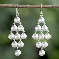 Sterling silver dangle earrings, 'Shimmering Diamonds'