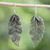 Sterling silver filigree dangle earrings, 'Feathered Leaves' - Sterling Silver Filigree Leaf Dangle Earrings from Thailand (image 2b) thumbail