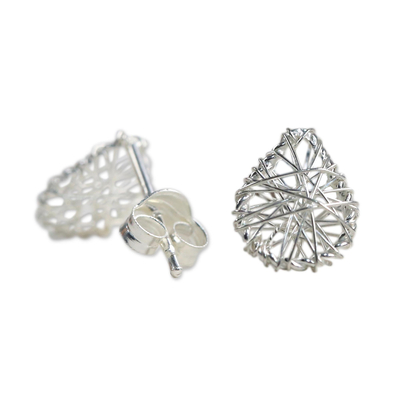 Sterling silver stud earrings, 'Teardrop Wrap' - Sterling Silver Wrap Teardrop Stud Earrings from Thailand