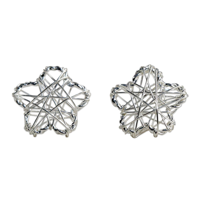 Sterling Silver Flower Stud Earrings Crafted in Thailand