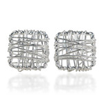 Sterling silver stud earrings, 'Crisscross Square' - Sterling Silver Wrap Square Stud Earrings Made in Thailand