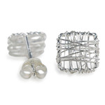 Sterling silver stud earrings, 'Crisscross Square' - Sterling Silver Wrap Square Stud Earrings Made in Thailand
