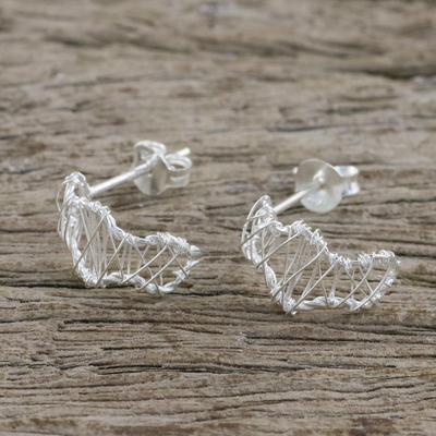 Sterling silver drop earrings, 'Wavy Leaves' - Sterling Silver Wavy Drop Earrings Handcrafted in Thailand