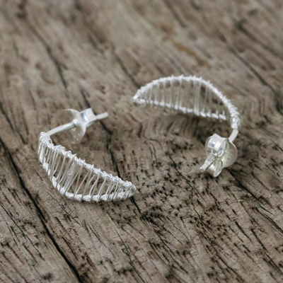 Sterling silver drop earrings, 'Leaf Wrap' - Sterling Silver Wrap Leaf Drop Earrings Crafted in Thailand