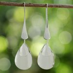 Sterling silver dangle earrings, 'Raindrop Dreams' - Sterling Silver Thai Modern Drop Shaped Dangle Earrings