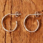 Sterling silver half-hoop earrings, 'Contemporary Woman' - Modern Thai 925 Sterling Silver Half-Hoop Earrings