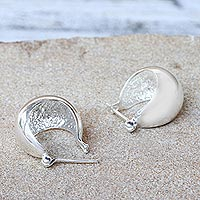 Sterling silver hoop earrings, 'Ornate Touch'