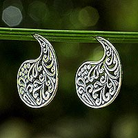 Sterling silver drop earrings, 'Ornate Paisleys'