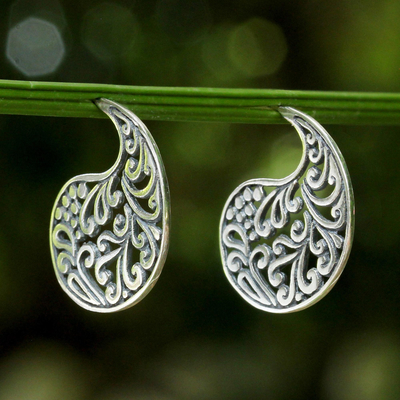 Sterling silver drop earrings, 'Ornate Paisleys' - Sterling Silver Elegant Paisley Drop Earrings from Thailand
