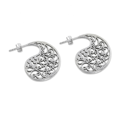 Sterling silver drop earrings, 'Fancy Paisleys' - Thai Handmade Sterling Silver Ornate Drop Earrings